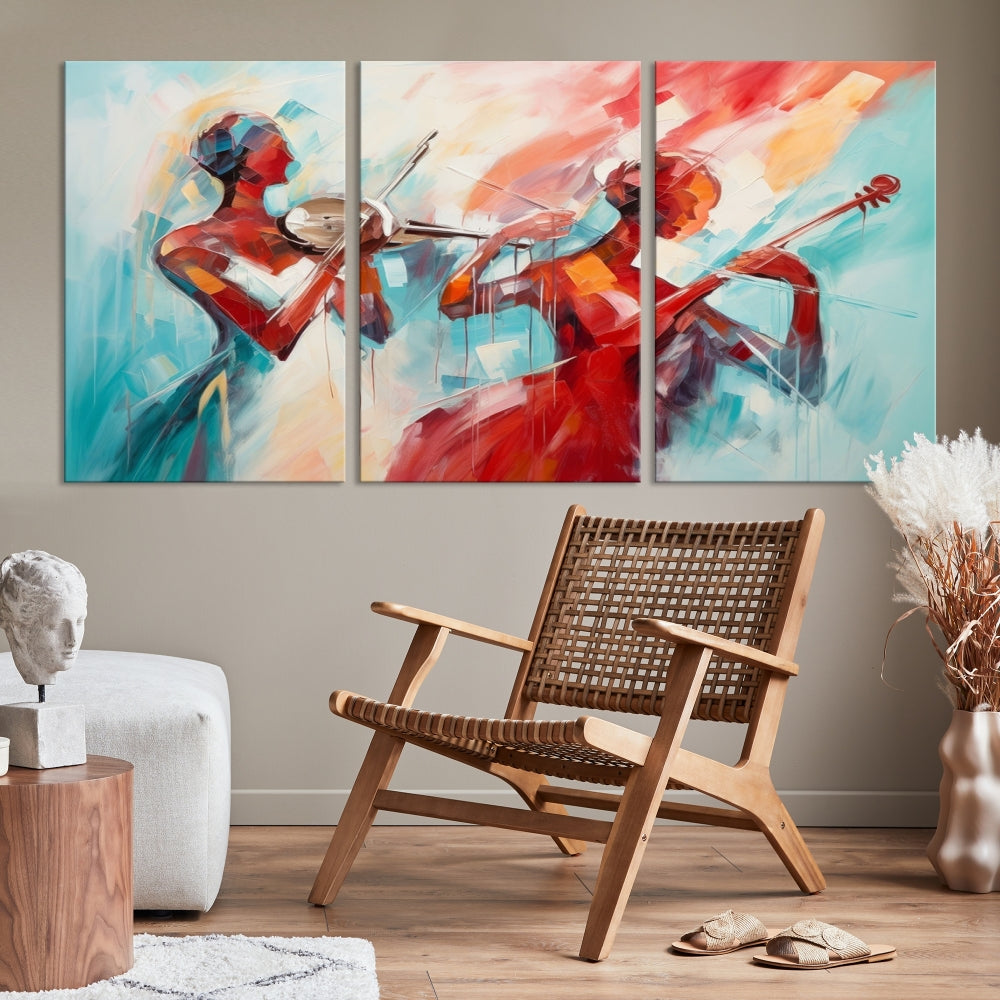 Abstract Jazz Painting, Printed on Canvas Wall Art, Jazz Music Singers, Large Print Original Canvas