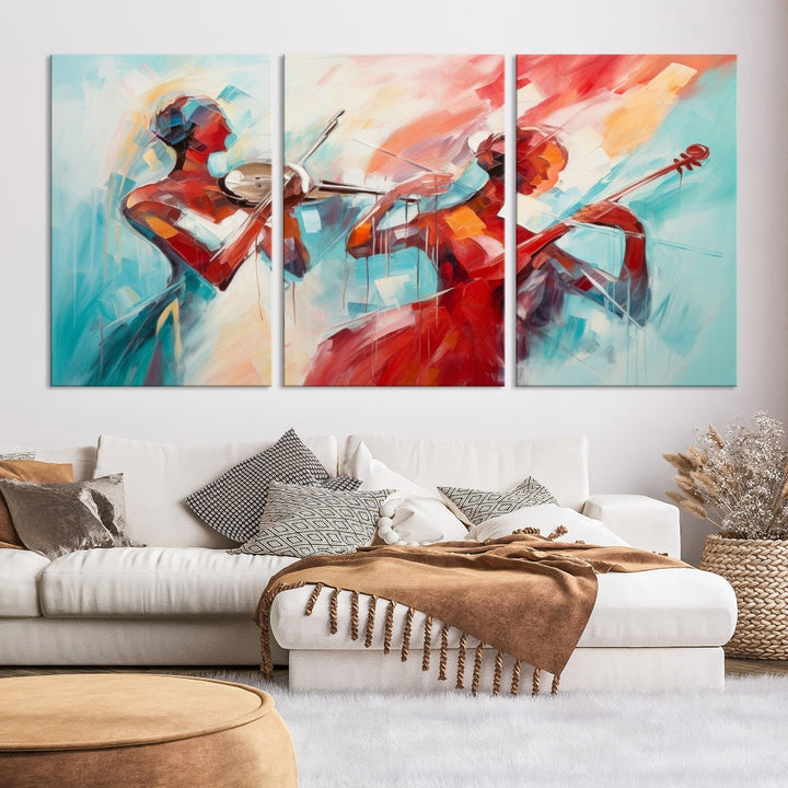 Abstract Jazz Painting, Printed on Canvas Wall Art, Jazz Music Singers, Large Print Original Canvas