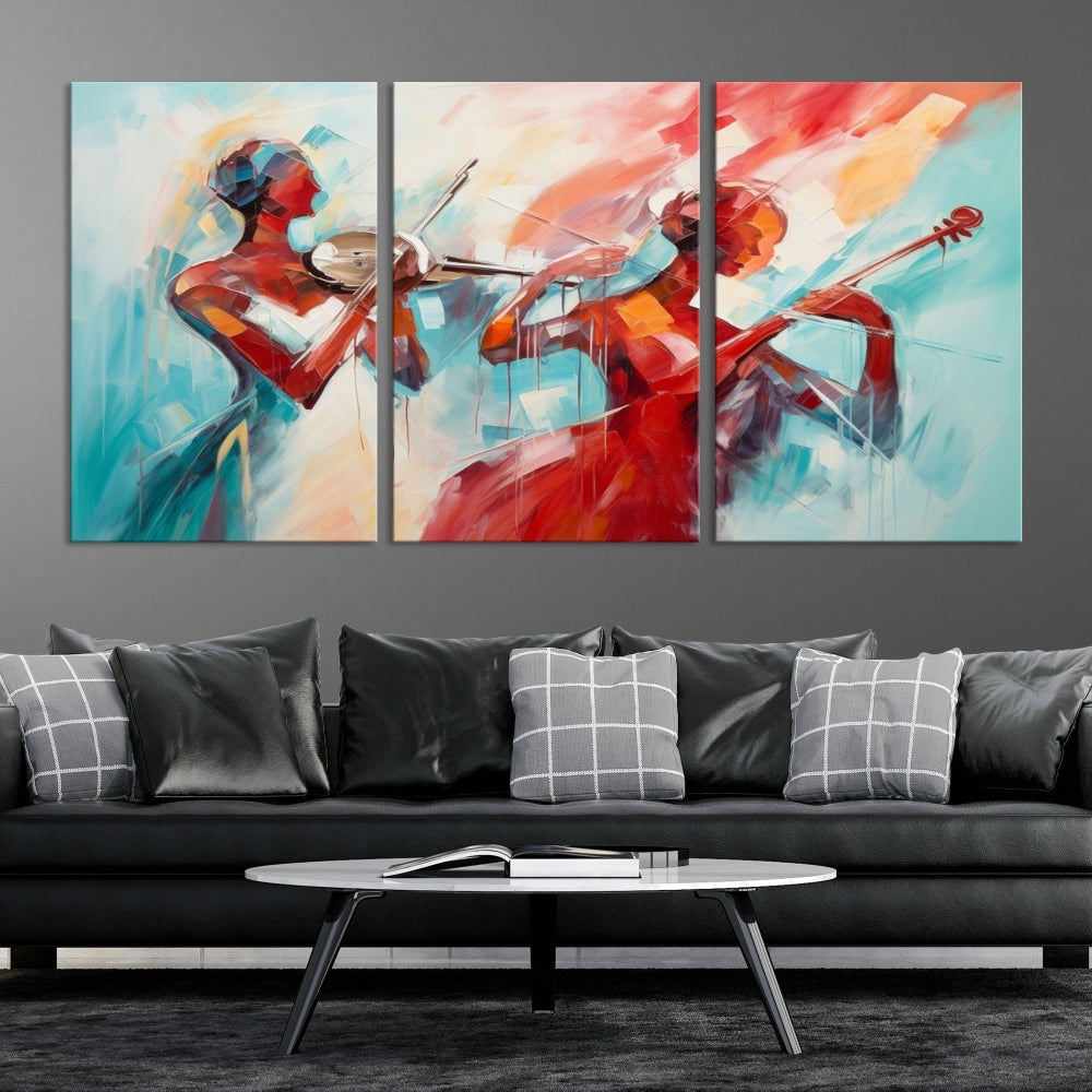 Abstract Jazz Painting, Printed on Canvas Wall Art, Jazz Music Singers, Large Print Original Canvas