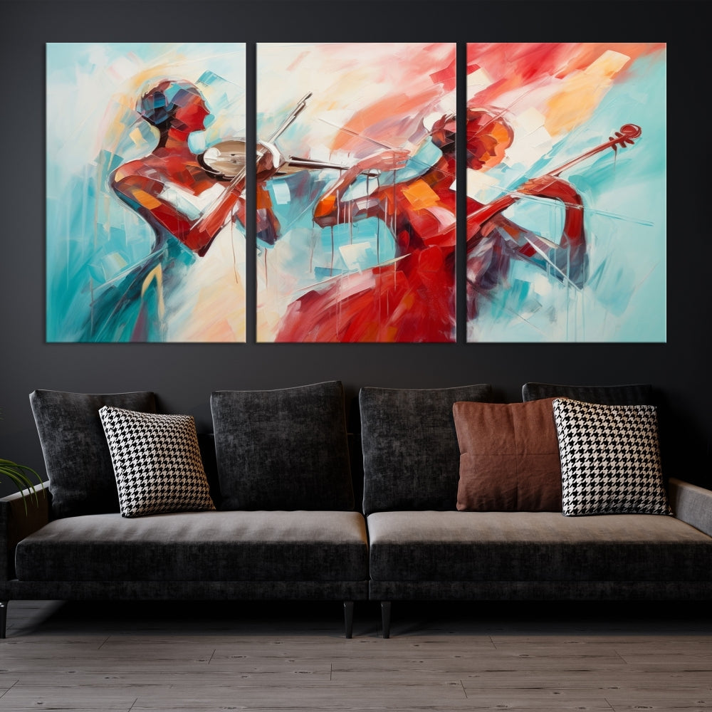 Abstract Jazz Painting, Printed on Canvas Wall Art, Jazz Music Singers, Large Print Original Canvas