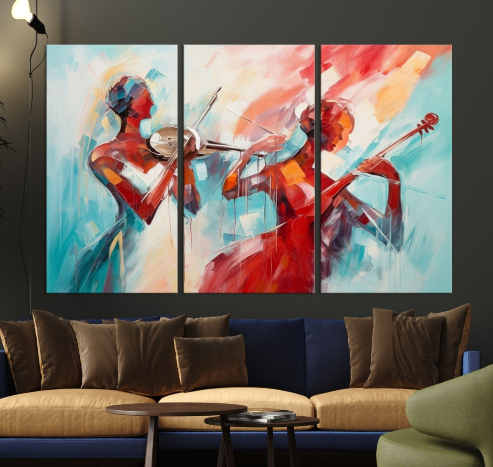 Abstract Jazz Painting, Printed on Canvas Wall Art, Jazz Music Singers, Large Print Original Canvas