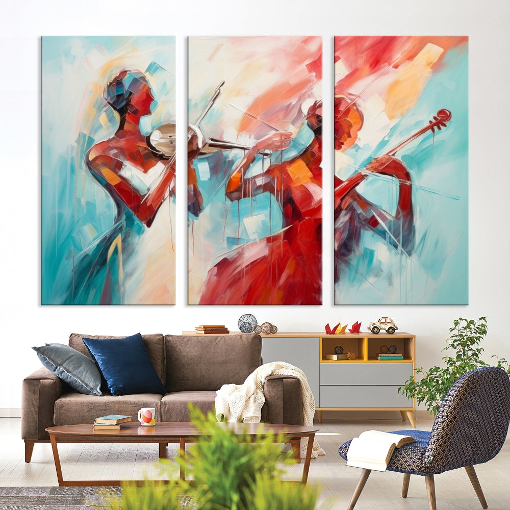 Abstract Jazz Painting, Printed on Canvas Wall Art, Jazz Music Singers, Large Print Original Canvas