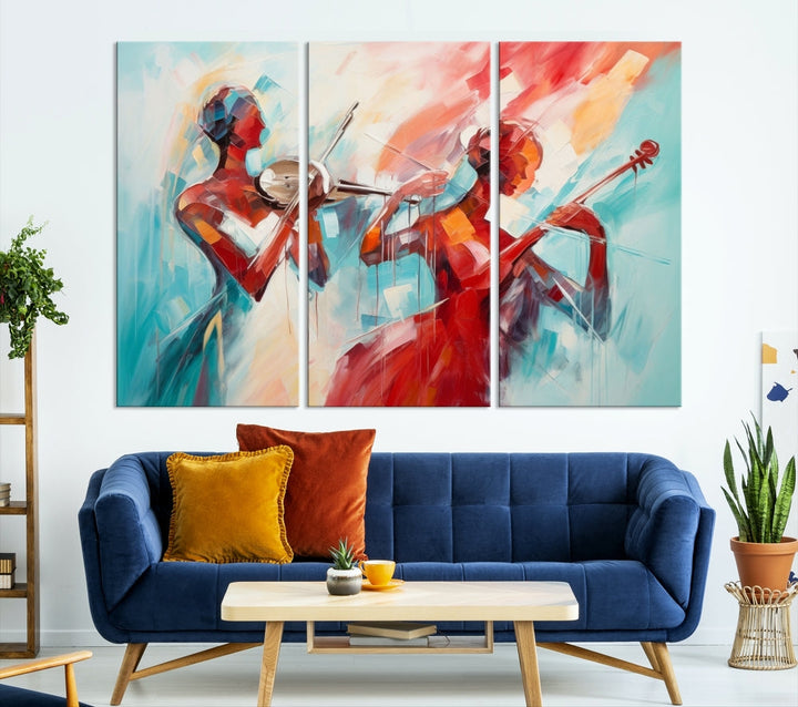 Abstract Jazz Painting, Printed on Canvas Wall Art, Jazz Music Singers, Large Print Original Canvas