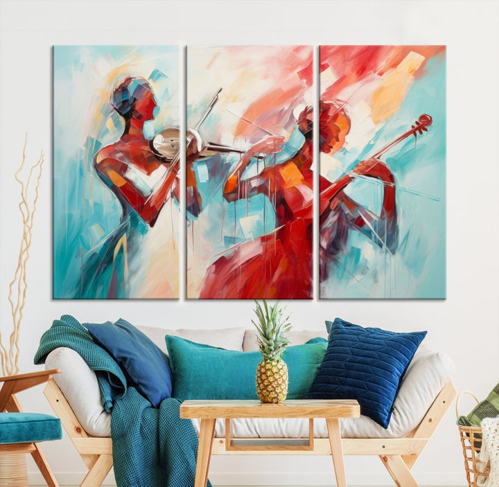 Abstract Jazz Painting, Printed on Canvas Wall Art, Jazz Music Singers, Large Print Original Canvas