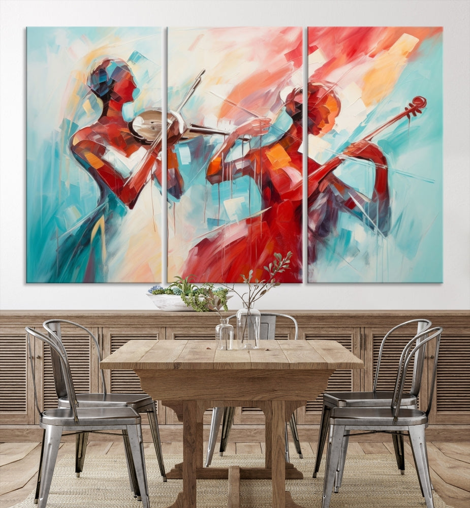 Abstract Jazz Painting, Printed on Canvas Wall Art, Jazz Music Singers, Large Print Original Canvas