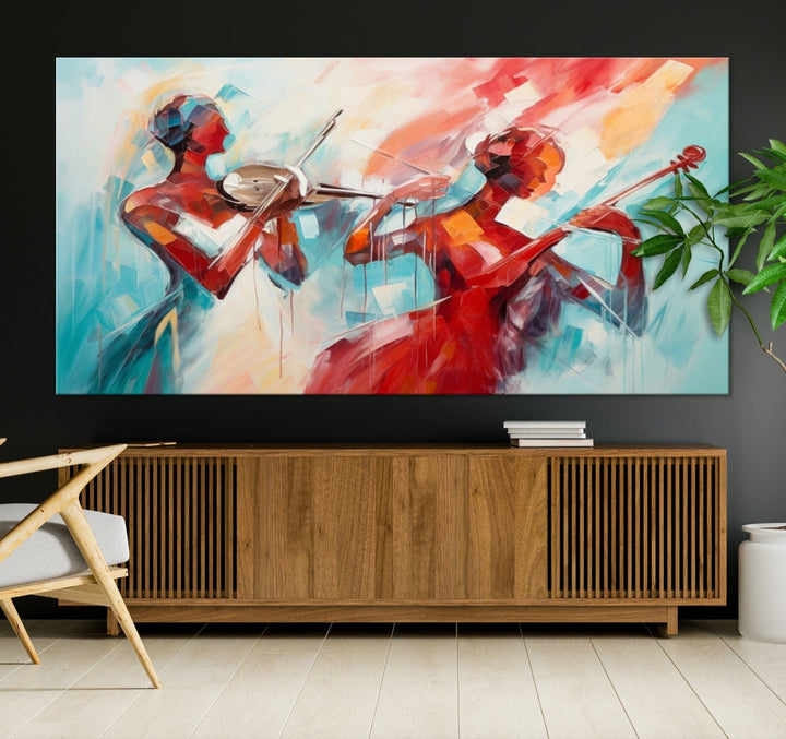 Abstract Jazz Painting, Printed on Canvas Wall Art, Jazz Music Singers, Large Print Original Canvas