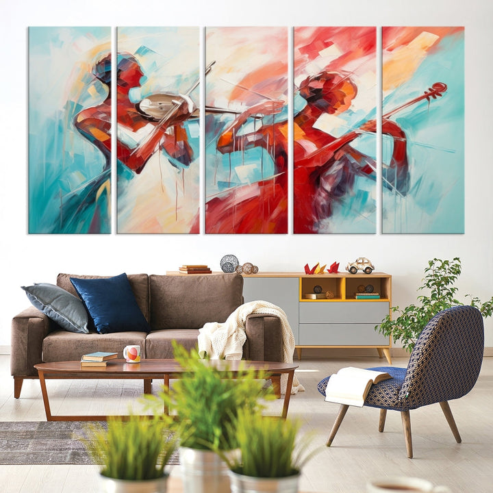 Abstract Jazz Painting, Printed on Canvas Wall Art, Jazz Music Singers, Large Print Original Canvas