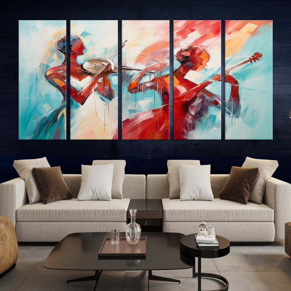 Abstract Jazz Painting, Printed on Canvas Wall Art, Jazz Music Singers, Large Print Original Canvas