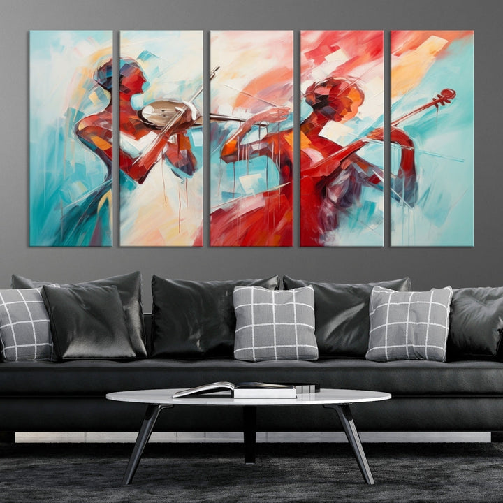 Abstract Jazz Painting, Printed on Canvas Wall Art, Jazz Music Singers, Large Print Original Canvas