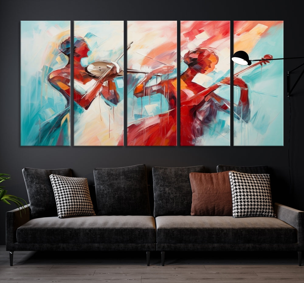 Abstract Jazz Painting, Printed on Canvas Wall Art, Jazz Music Singers, Large Print Original Canvas