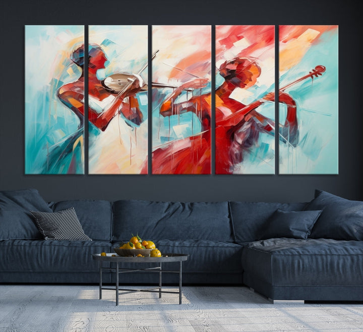 Abstract Jazz Painting, Printed on Canvas Wall Art, Jazz Music Singers, Large Print Original Canvas