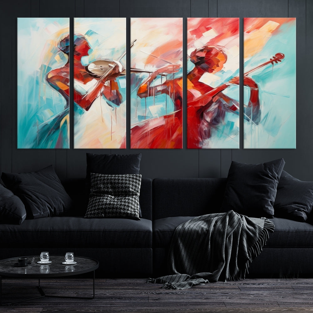 Abstract Jazz Painting, Printed on Canvas Wall Art, Jazz Music Singers, Large Print Original Canvas