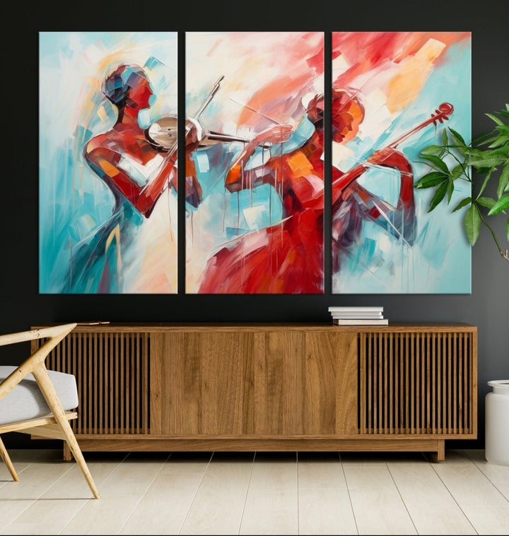 Abstract Jazz Painting, Printed on Canvas Wall Art, Jazz Music Singers, Large Print Original Canvas