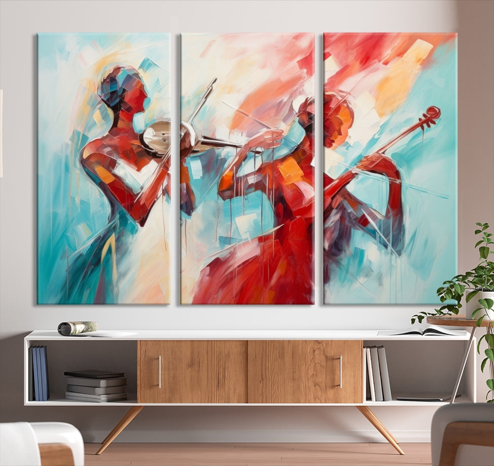 Abstract Jazz Painting, Printed on Canvas Wall Art, Jazz Music Singers, Large Print Original Canvas