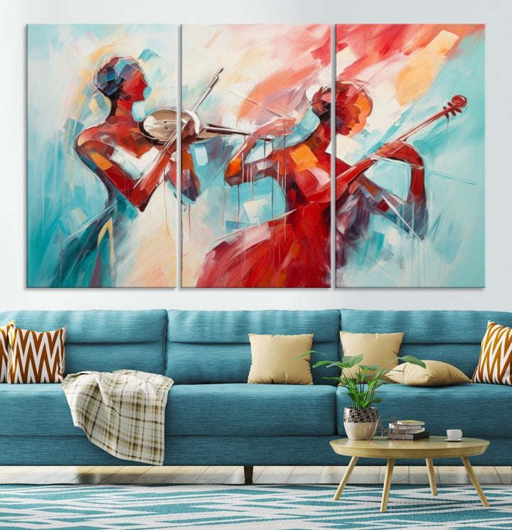 Abstract Jazz Painting, Printed on Canvas Wall Art, Jazz Music Singers, Large Print Original Canvas