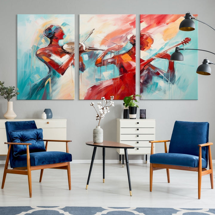 Abstract Jazz Painting, Printed on Canvas Wall Art, Jazz Music Singers, Large Print Original Canvas