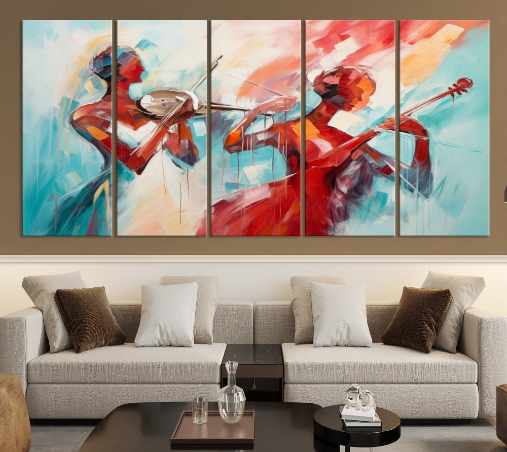 Abstract Jazz Painting, Printed on Canvas Wall Art, Jazz Music Singers, Large Print Original Canvas