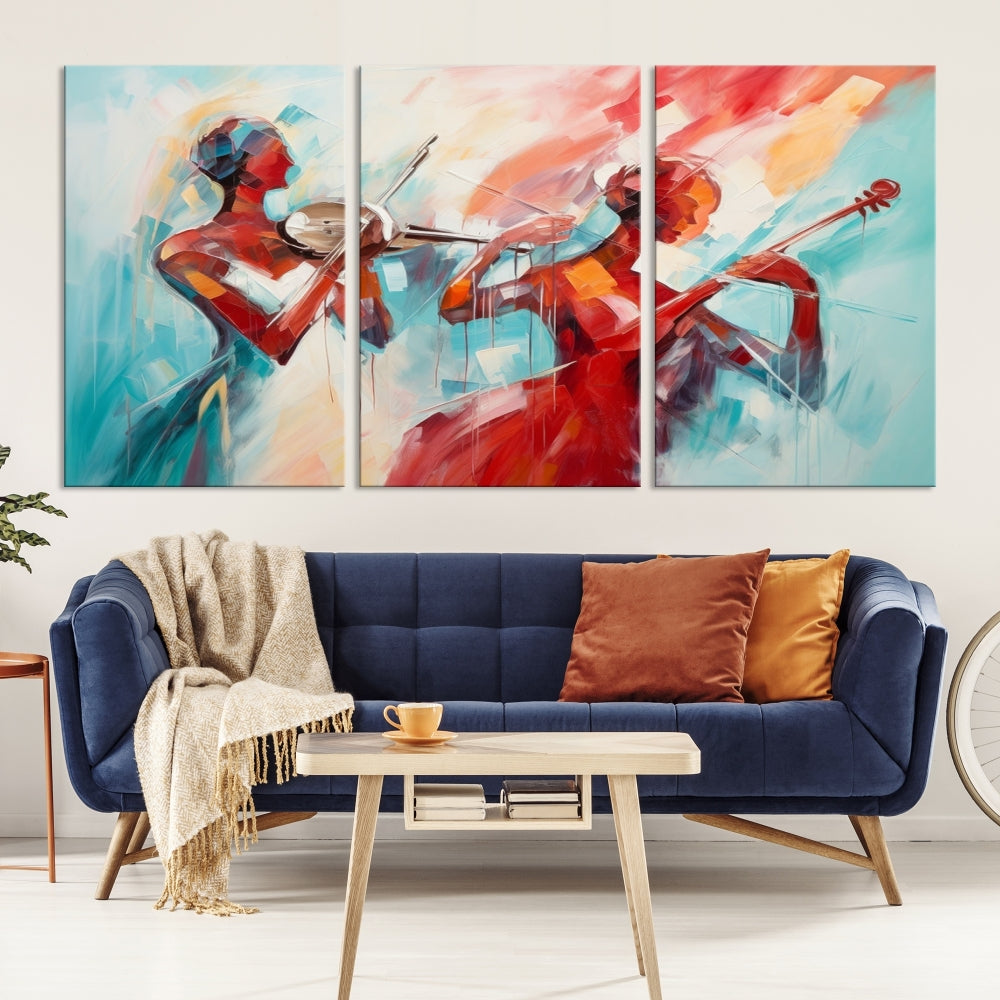 Abstract Jazz Painting, Printed on Canvas Wall Art, Jazz Music Singers, Large Print Original Canvas