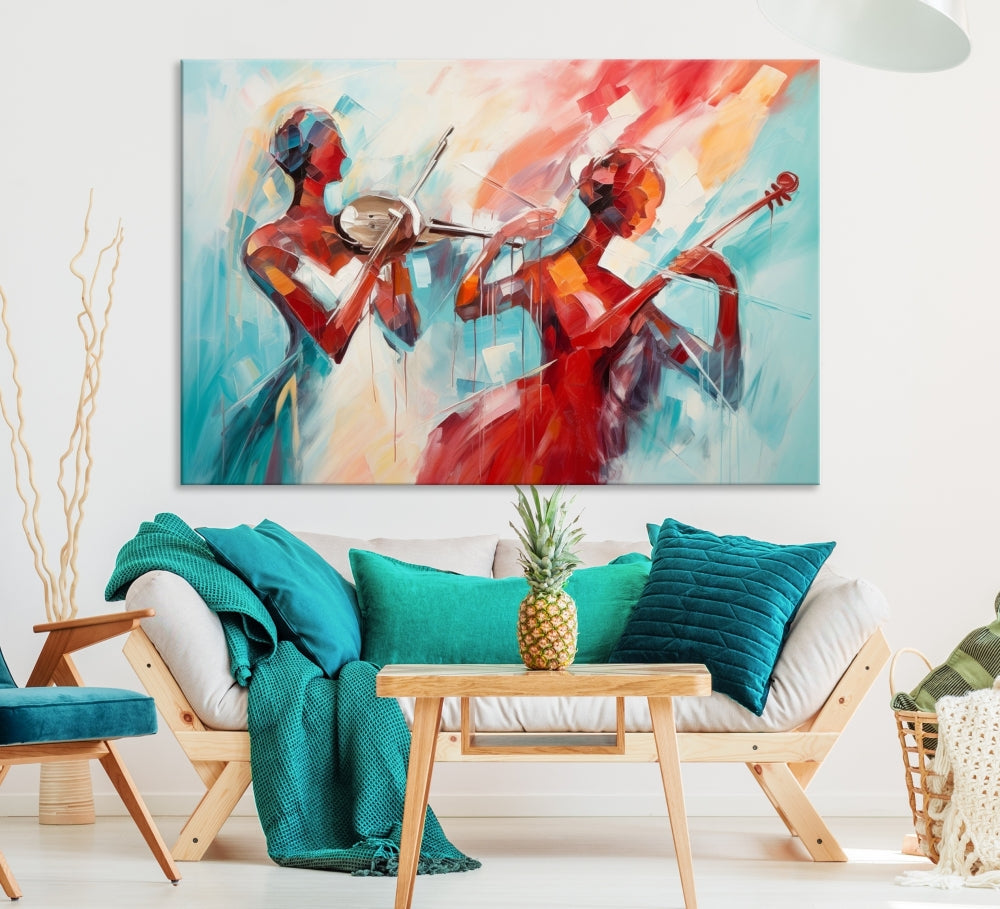 Abstract Jazz Painting, Printed on Canvas Wall Art, Jazz Music Singers, Large Print Original Canvas