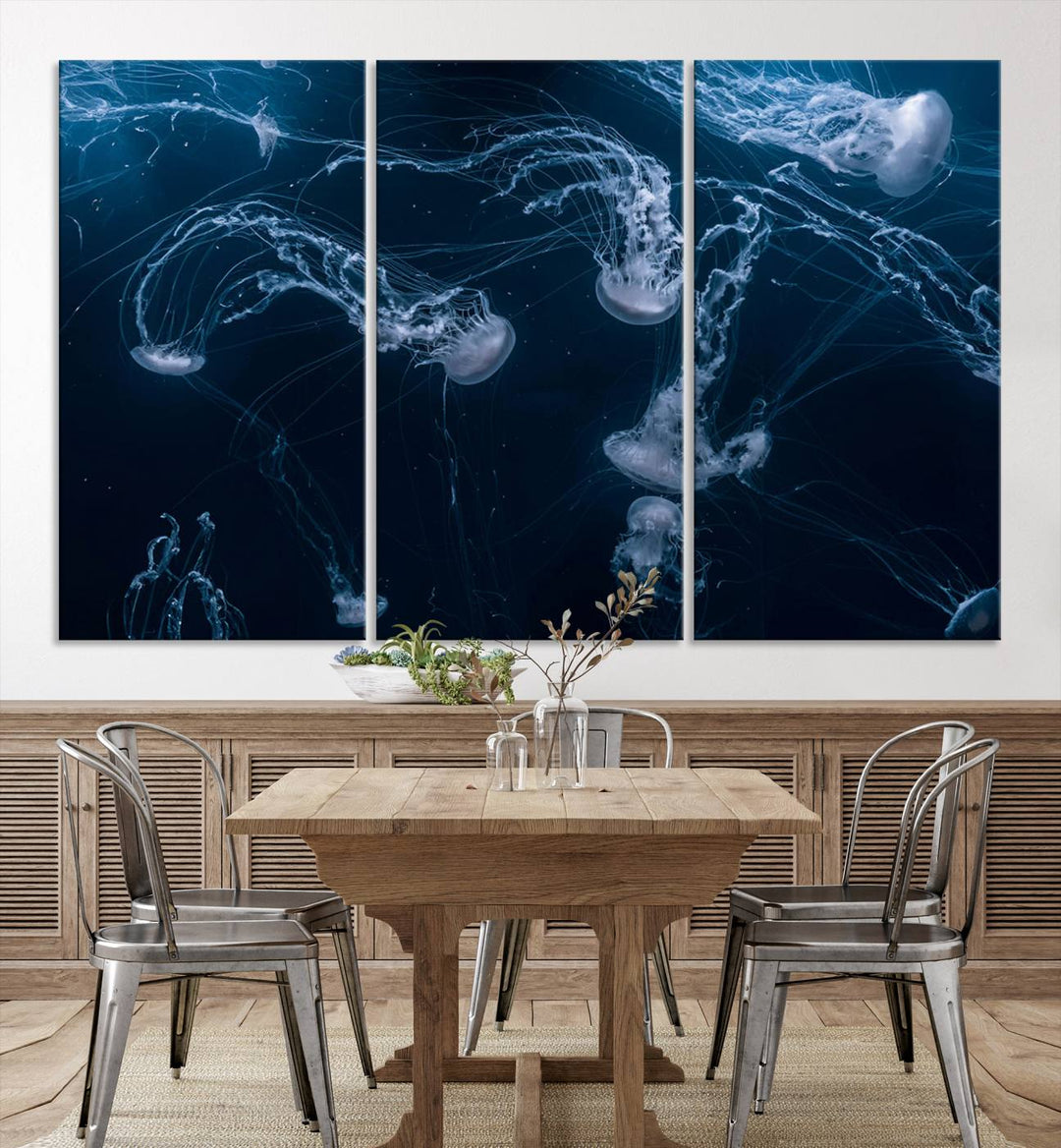 Abstract Jellyfish in Ocean Wall Art Canvas Print