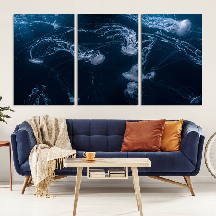 Abstract Jellyfish in Ocean Wall Art Canvas Print