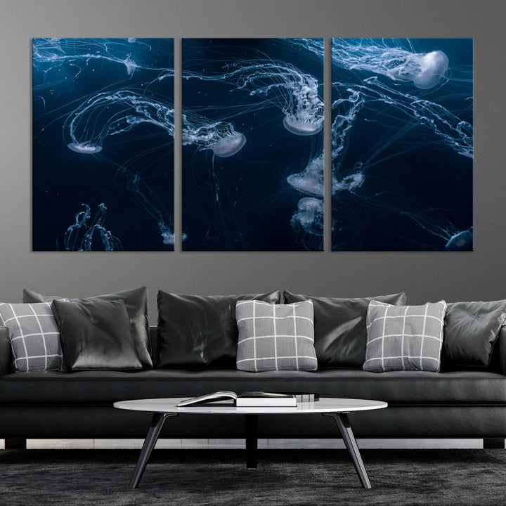 Abstract Jellyfish in Ocean Wall Art Canvas Print