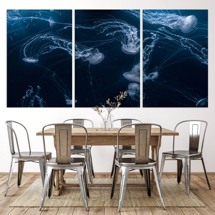 Abstract Jellyfish in Ocean Wall Art Canvas Print