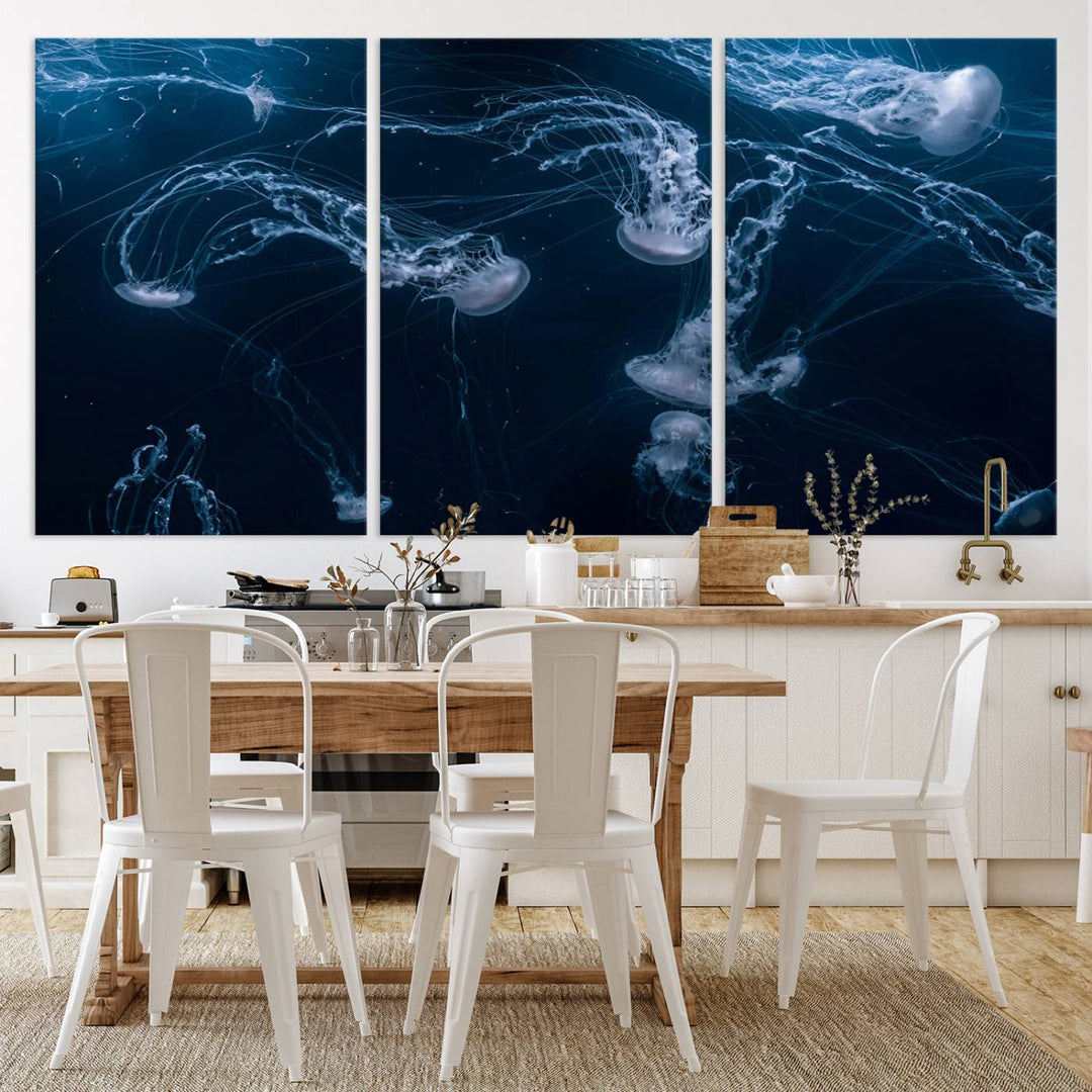 Abstract Jellyfish in Ocean Wall Art Canvas Print