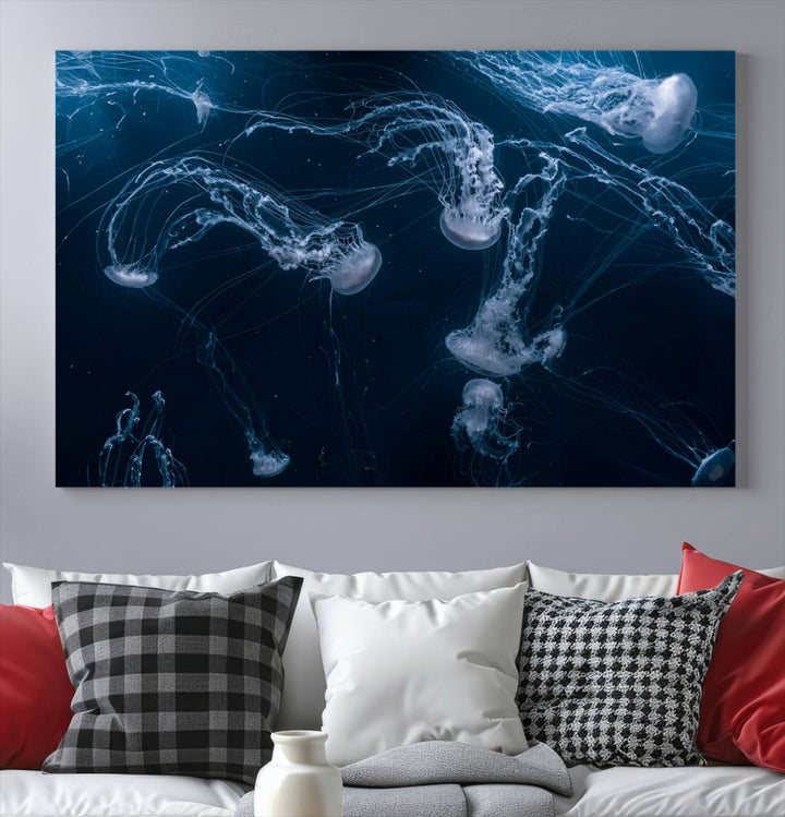 Abstract Jellyfish in Ocean Wall Art Canvas Print