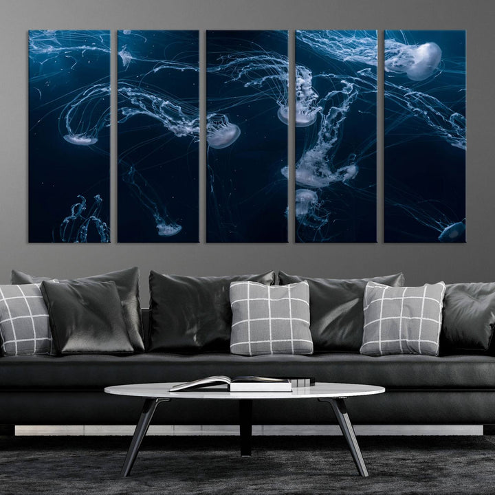 Abstract Jellyfish in Ocean Wall Art Canvas Print