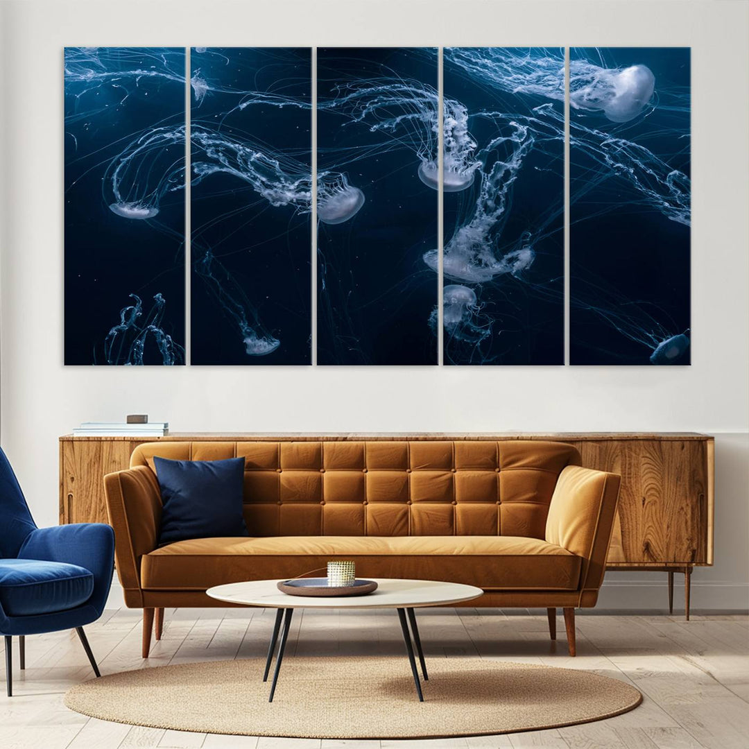 Abstract Jellyfish in Ocean Wall Art Canvas Print