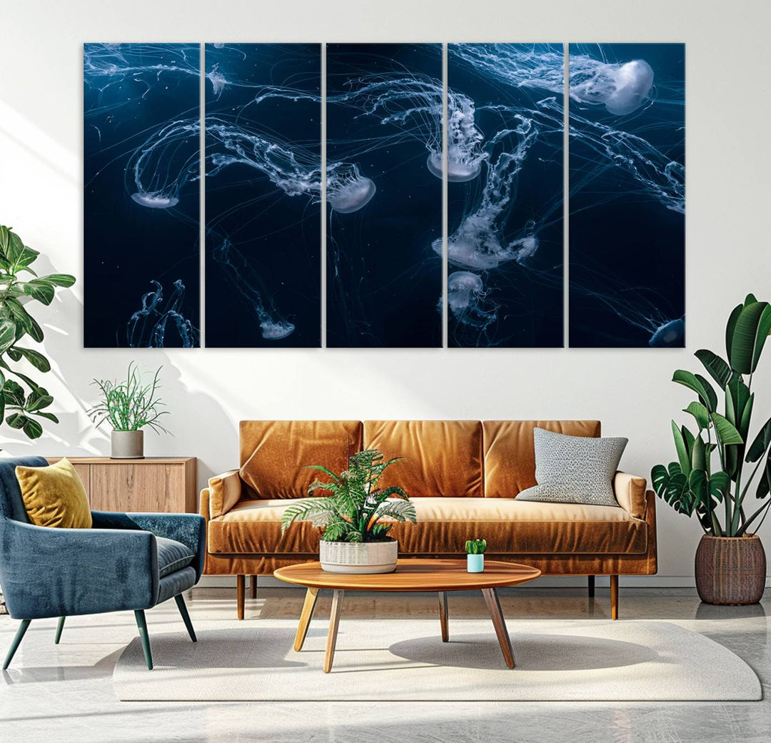 Abstract Jellyfish in Ocean Wall Art Canvas Print