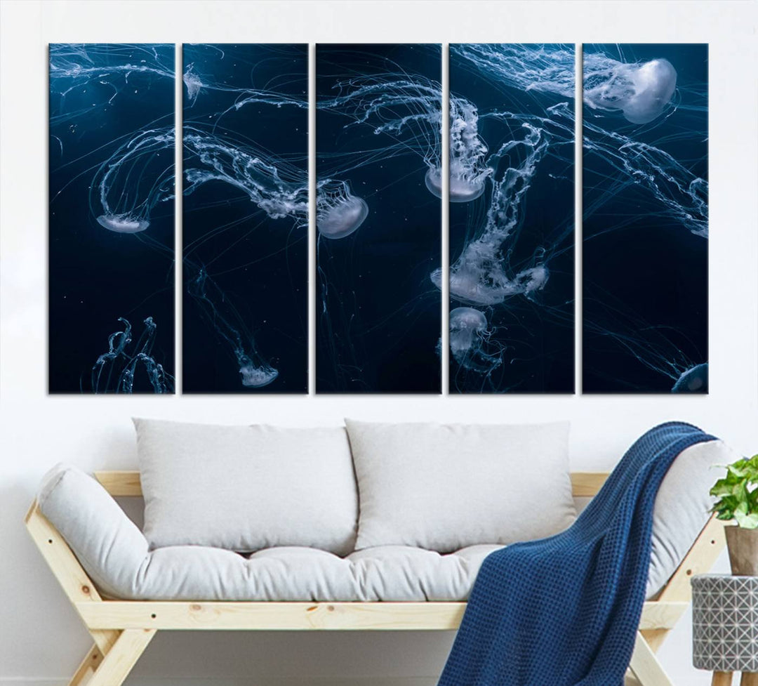 Abstract Jellyfish in Ocean Wall Art Canvas Print