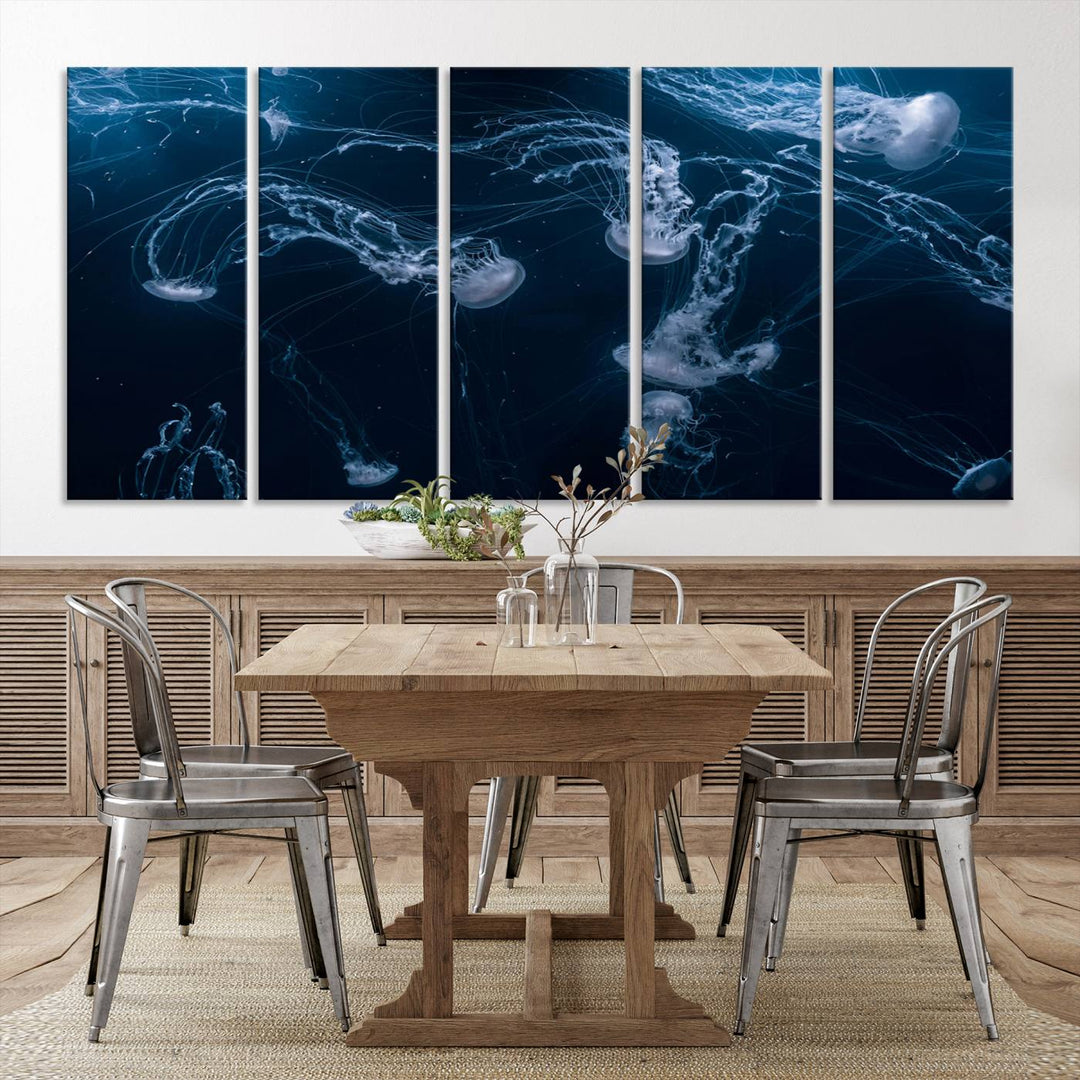 Abstract Jellyfish in Ocean Wall Art Canvas Print