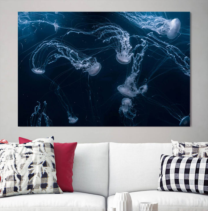 Abstract Jellyfish in Ocean Wall Art Canvas Print