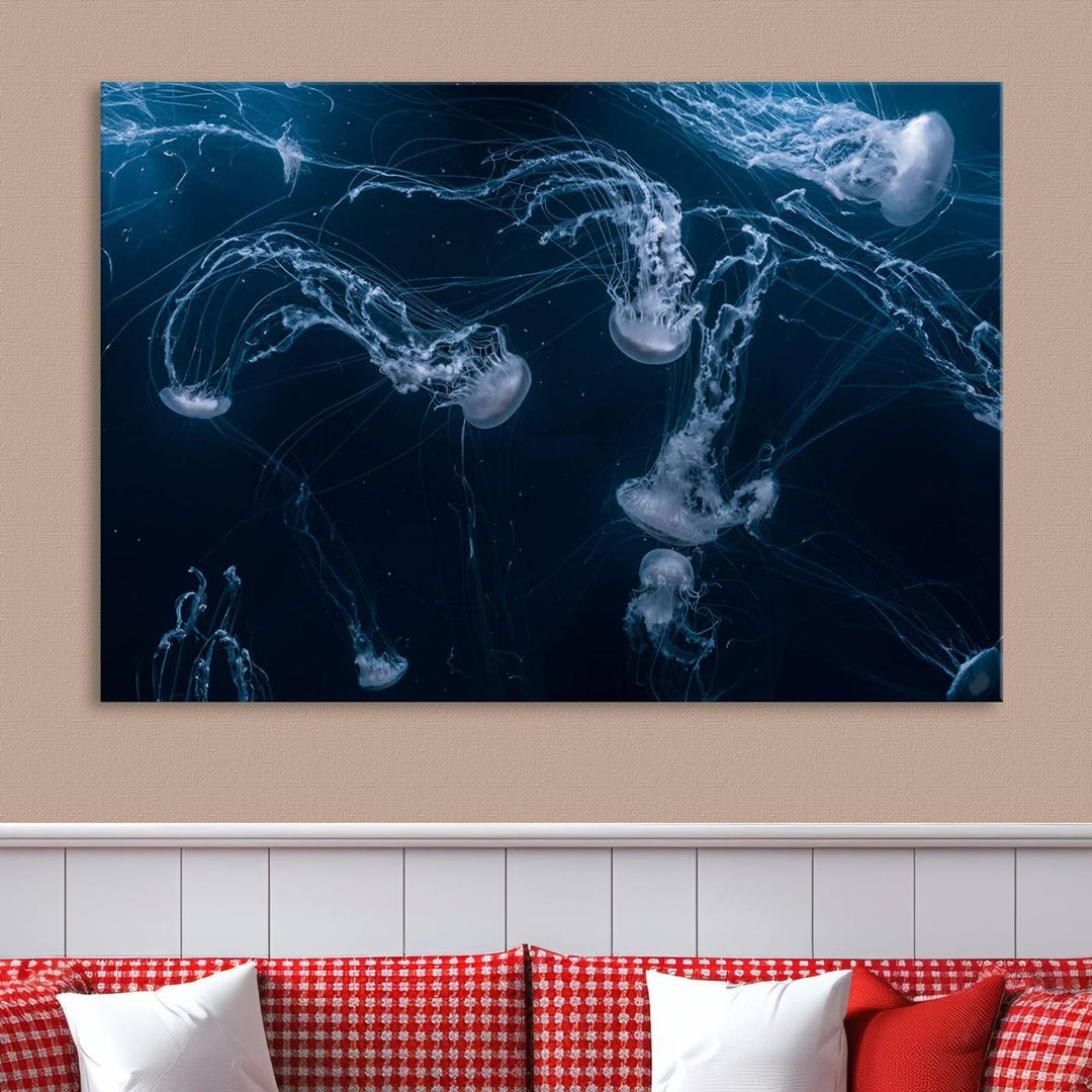 Abstract Jellyfish in Ocean Wall Art Canvas Print