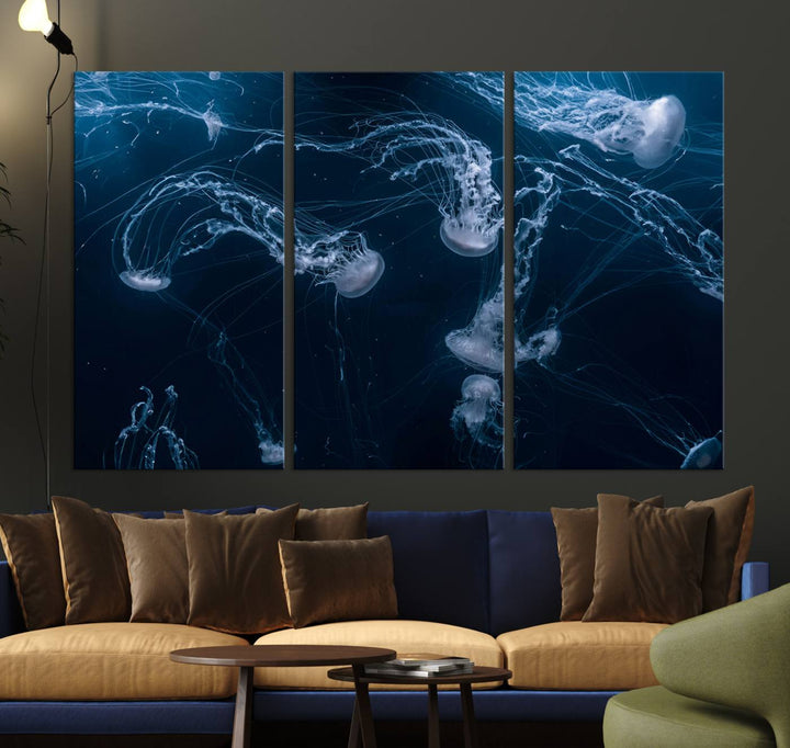 Abstract Jellyfish in Ocean Wall Art Canvas Print