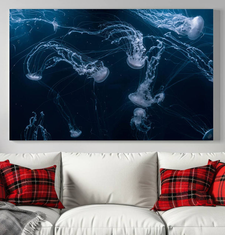 Abstract Jellyfish in Ocean Wall Art Canvas Print