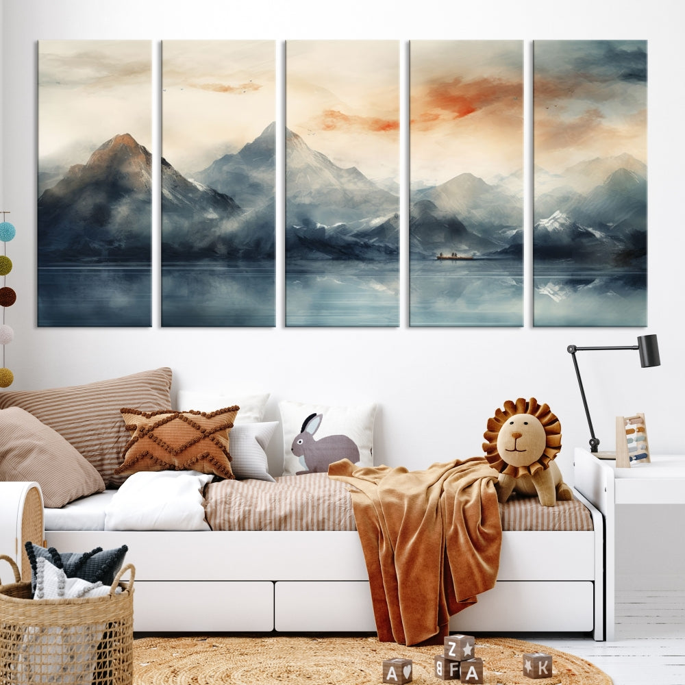 Abstract Landscape Art Print, Large Canvas Wall Art, Mountain Canvas, Nature Painting, Dining Room Wall Decor