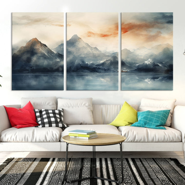 Abstract Landscape Art Print, Large Canvas Wall Art, Mountain Canvas, Nature Painting, Dining Room Wall Decor