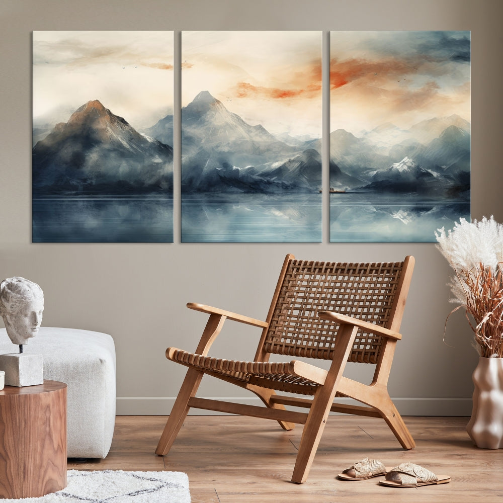 Abstract Landscape Art Print, Large Canvas Wall Art, Mountain Canvas, Nature Painting, Dining Room Wall Decor