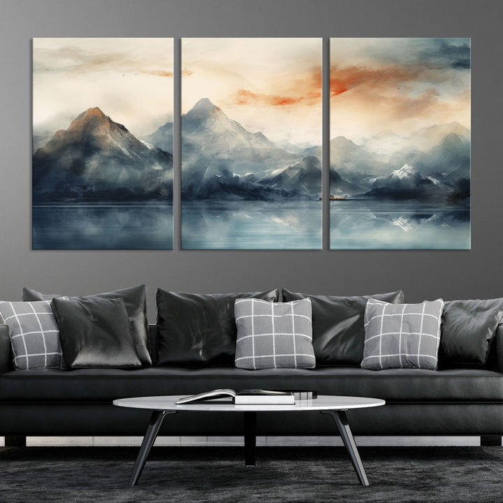 Abstract Landscape Art Print, Large Canvas Wall Art, Mountain Canvas, Nature Painting, Dining Room Wall Decor