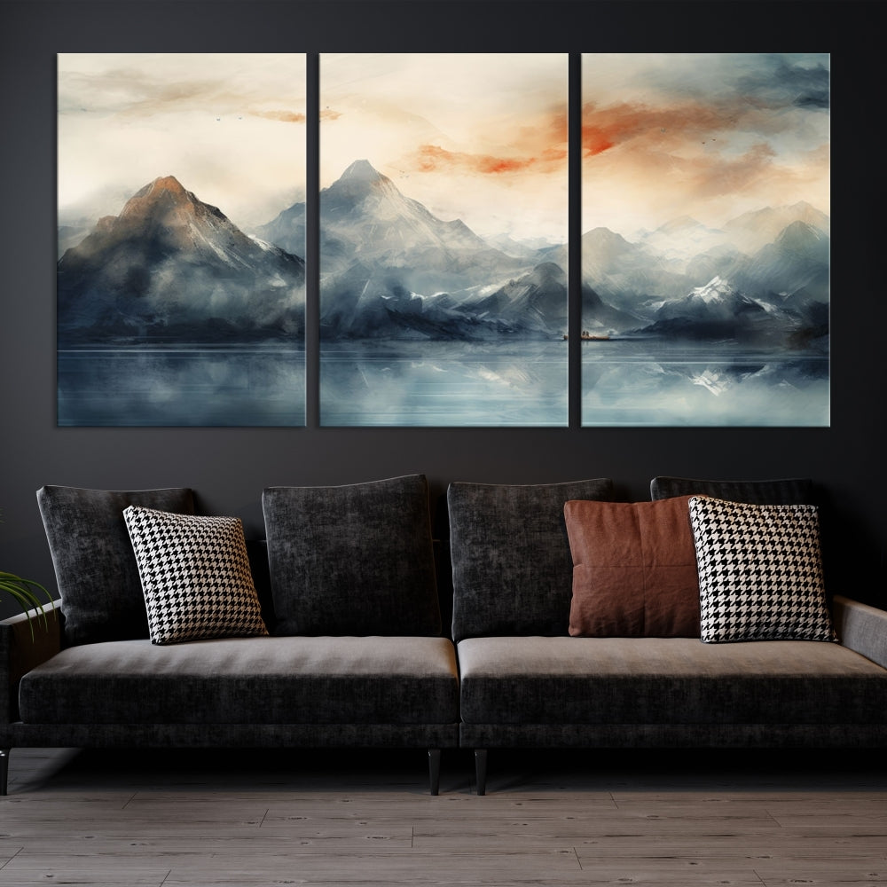 Abstract Landscape Art Print, Large Canvas Wall Art, Mountain Canvas, Nature Painting, Dining Room Wall Decor