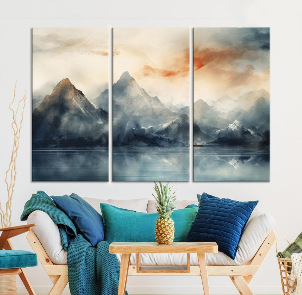 Abstract Landscape Art Print, Large Canvas Wall Art, Mountain Canvas, Nature Painting, Dining Room Wall Decor