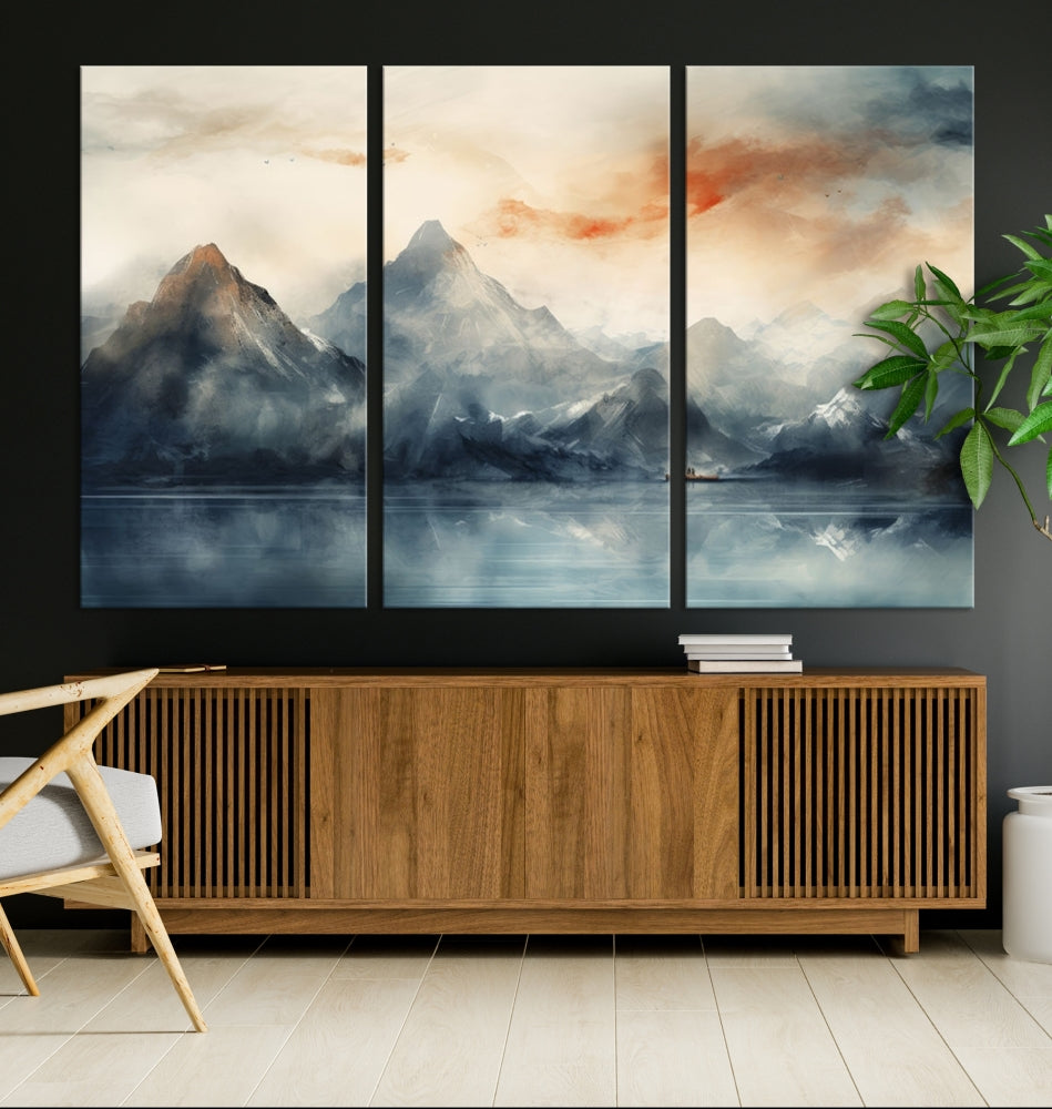 Abstract Landscape Art Print, Large Canvas Wall Art, Mountain Canvas, Nature Painting, Dining Room Wall Decor