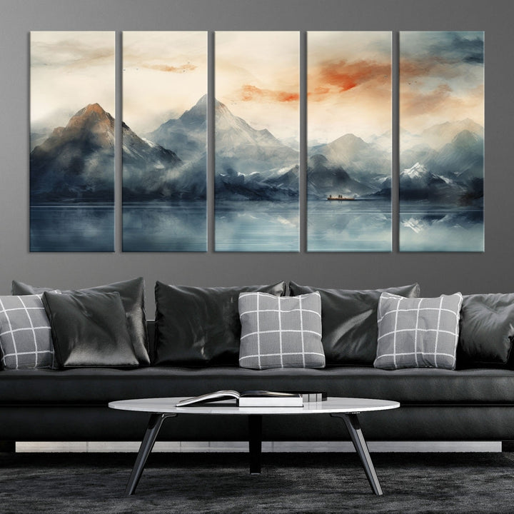 Abstract Landscape Art Print, Large Canvas Wall Art, Mountain Canvas, Nature Painting, Dining Room Wall Decor