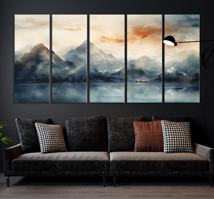 Abstract Landscape Art Print, Large Canvas Wall Art, Mountain Canvas, Nature Painting, Dining Room Wall Decor