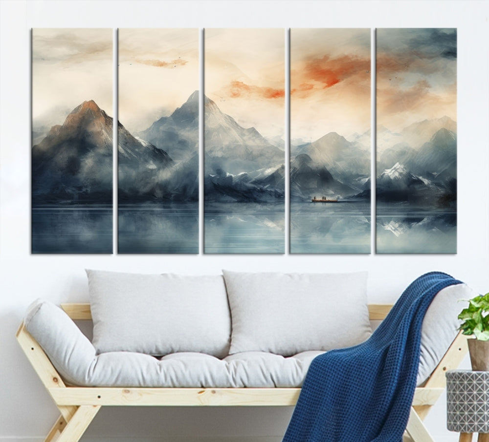 Abstract Landscape Art Print, Large Canvas Wall Art, Mountain Canvas, Nature Painting, Dining Room Wall Decor