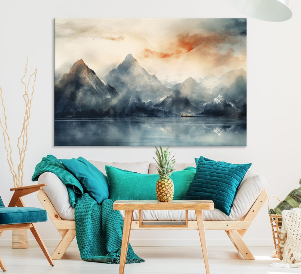 Abstract Landscape Art Print, Large Canvas Wall Art, Mountain Canvas, Nature Painting, Dining Room Wall Decor