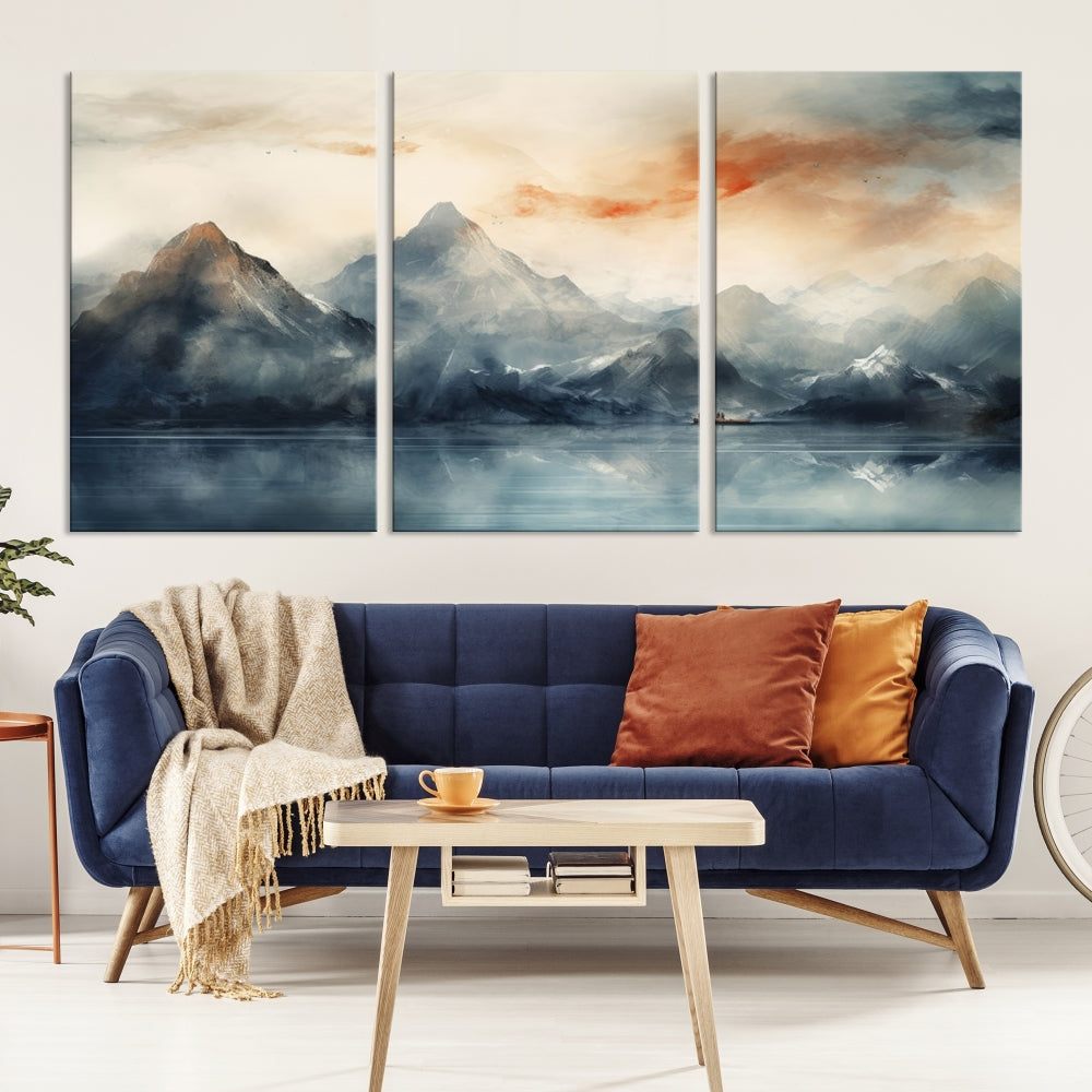 Abstract Landscape Art Print, Large Canvas Wall Art, Mountain Canvas, Nature Painting, Dining Room Wall Decor